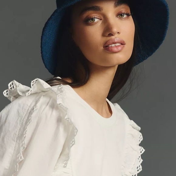 NWT Anthropologie Ruffle Sleeve White Top XS - Picture 4 of 4